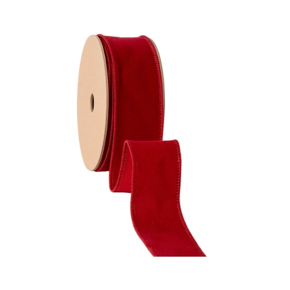 LaRibbons 1 1/2" Wired Velvet Ribbon, Magenta, 10 Yard Roll