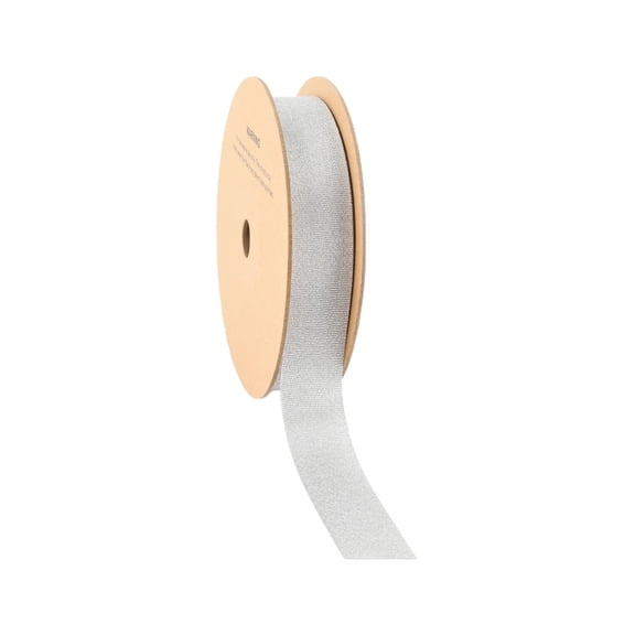 LaRibbons 1" Metallic Grosgrain Ribbon, 25 Yards, Pale Silver