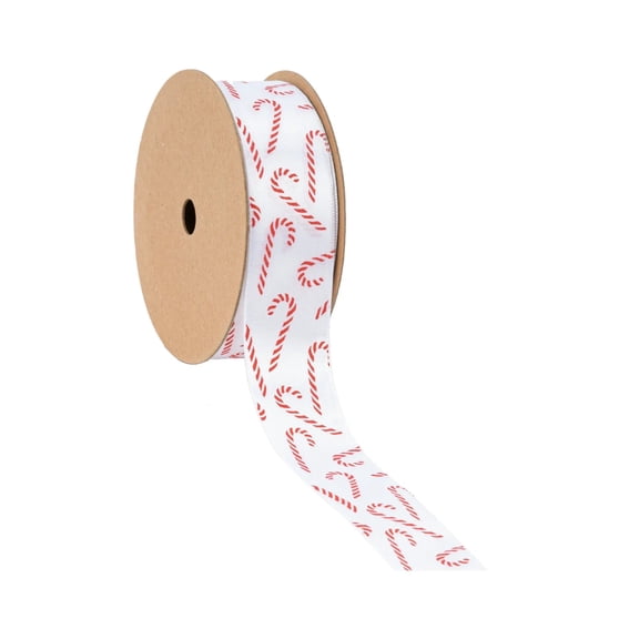 LaRibbons 1" Printed Satin Ribbon, Candy Cane, 10 Yard Roll