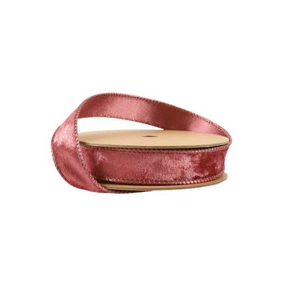 LaRibbons 1" Reversible Frosted Velvet Wired Ribbon Rose, 10 Yard Roll