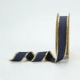 thumbnail image 1 of LaRibbons 1" Textured Grosgrain Ribbon | Gold Metallic Fringe Navy | 25 Yard Roll, 1 of 7