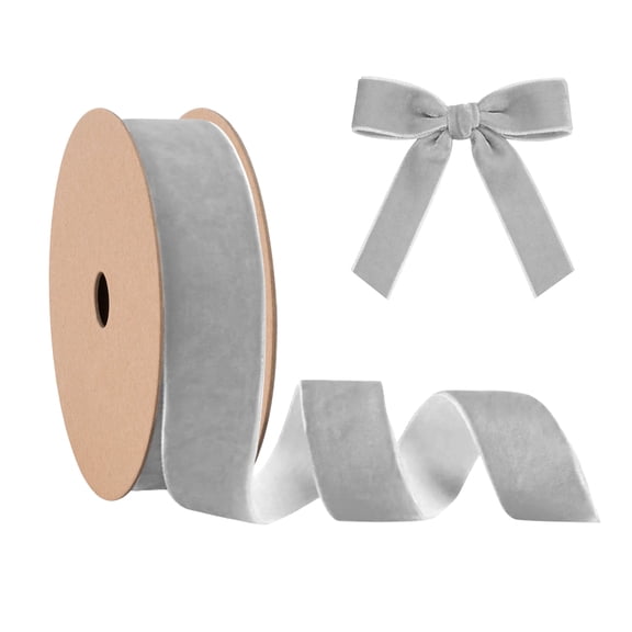 LaRibbons 1" Velvet Ribbon Smoke, 10 Yard Roll