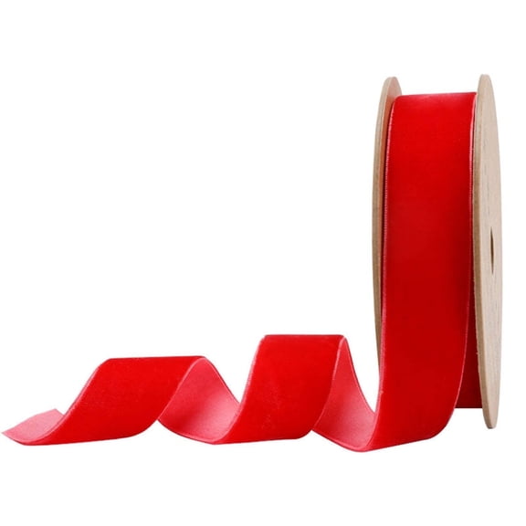 LaRibbons 1" Velvet Ribbon, 10 Yard Roll, Red