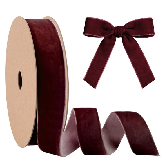 LaRibbons 1" Velvet Ribbon, 10 Yard Roll, Gingerbread
