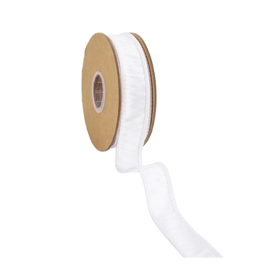 LaRibbons 1" Wired Dupioni Ribbon | 10 Yards | White
