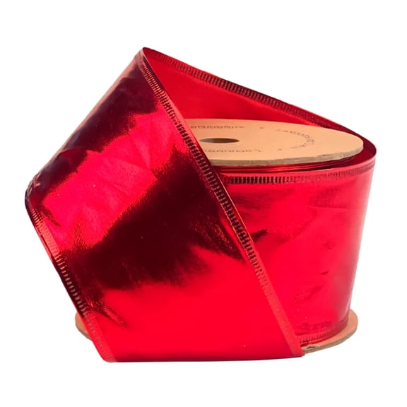 LaRibbons 2 1/2" Lurex Wired Ribbon | Red | 10 Yard Roll