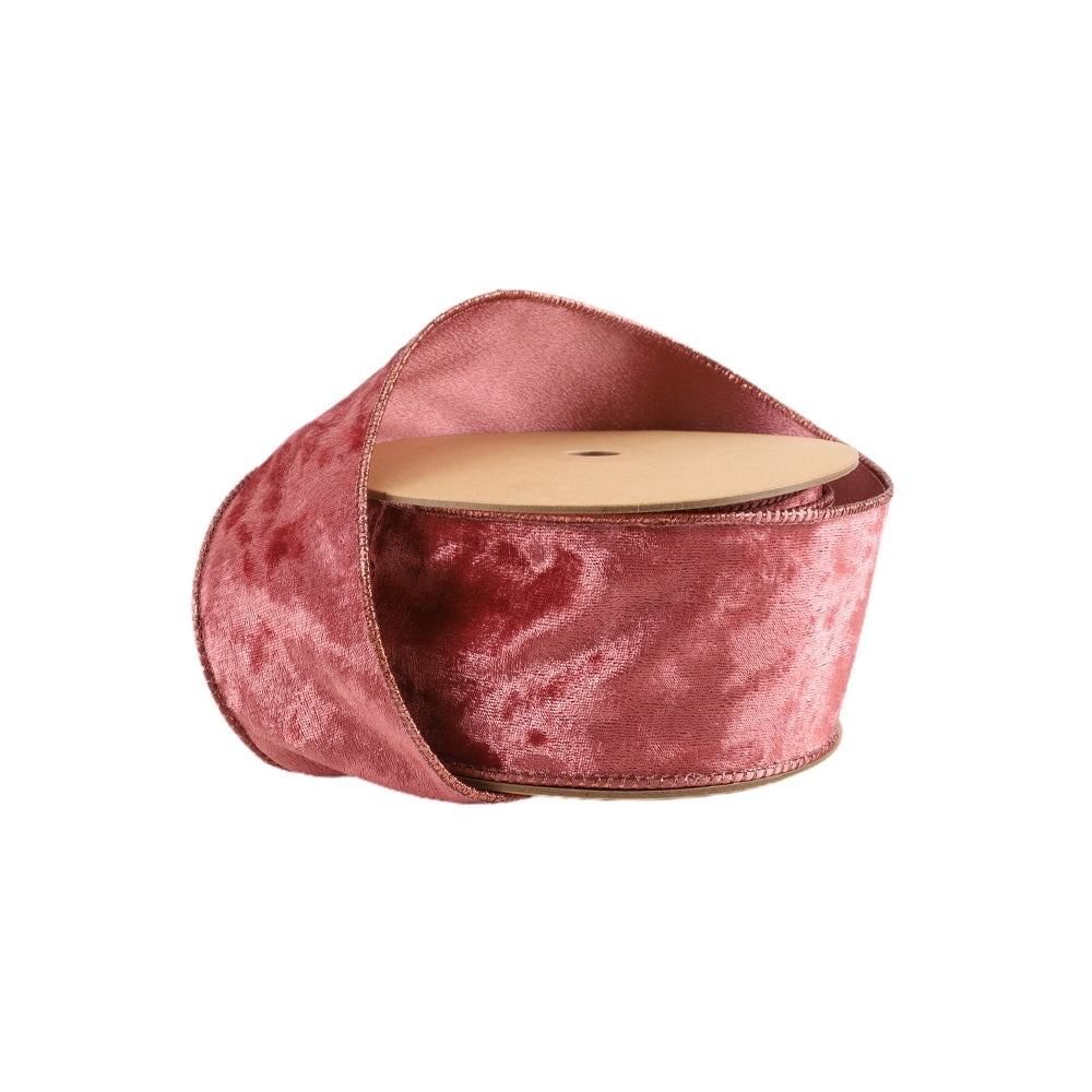LaRibbons 2 1/2" Reversible Frosted Velvet Wired Ribbon, Rose/Rose, 10 Yard Roll