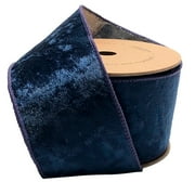 LaRibbons 2 1/2" Reversible Velvet/Lurex Wired Ribbon | Dk Purple/Silver | 10 Yard Roll