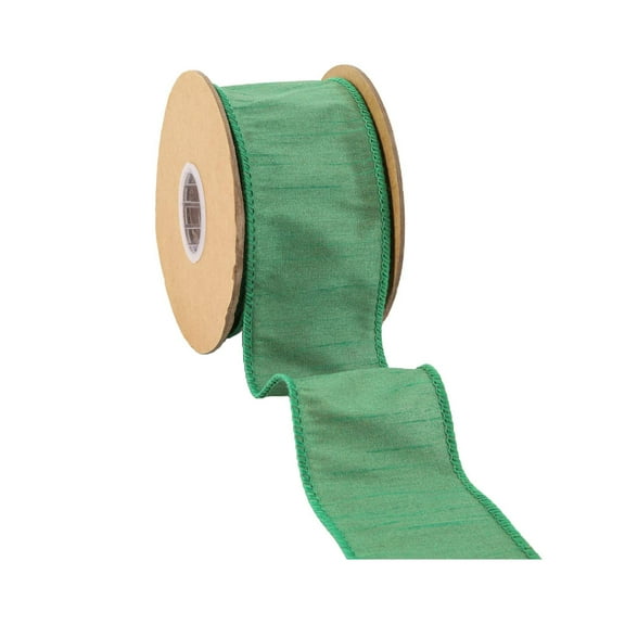 LaRibbons 2 1/2" Wired Dupioni Ribbon | 10 Yards | Forest Green