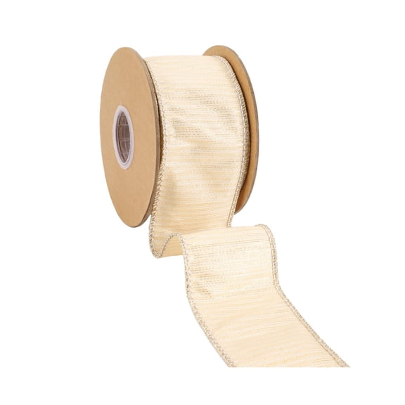 LaRibbons 2 1/2" Wired Dupioni Ribbon w/ Metallic Stripe | 10 Yard Roll