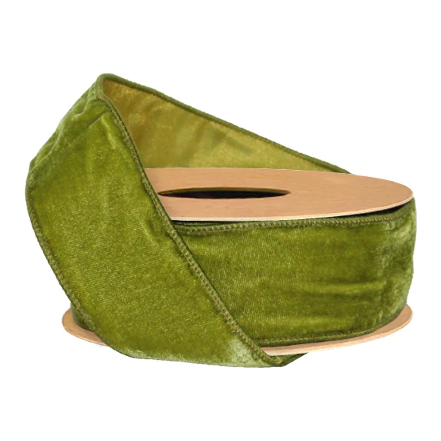 LaRibbons 2 1/2" Wired Premium Velvet Ribbon, Apple Green, 10 Yard Roll