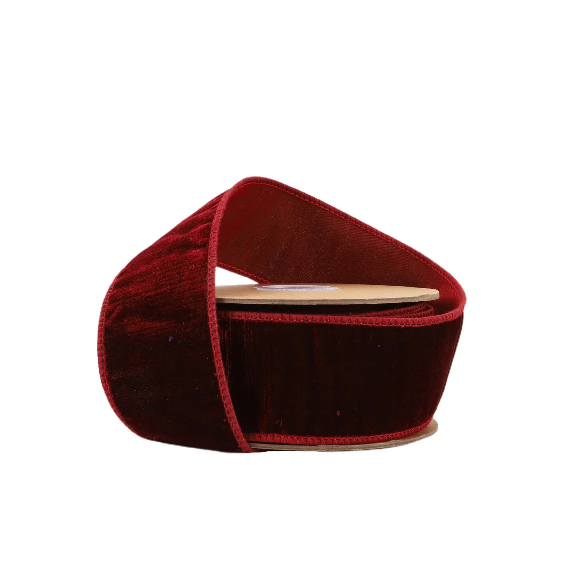 LaRibbons 2 1/2" Wired Premium Velvet Ribbon w/ Tissue Back | Burgundy| 10 Yard Roll