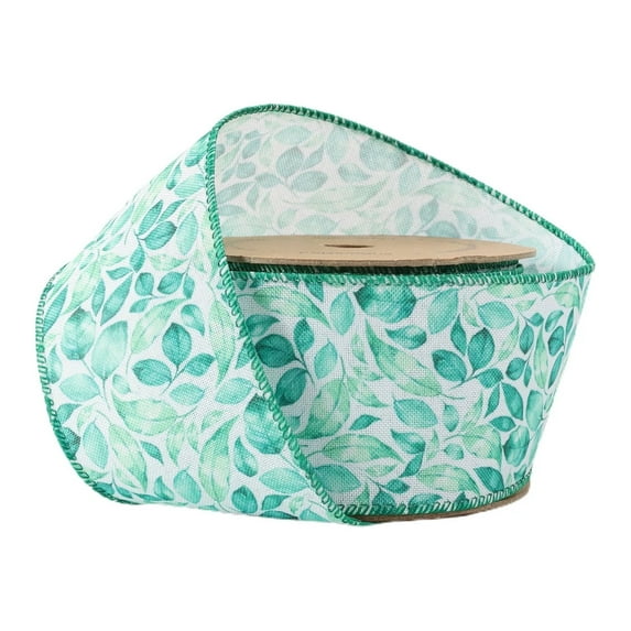 LaRibbons 2 1/2" Wired Ribbon | All Over Leaf | 10 Yard Roll