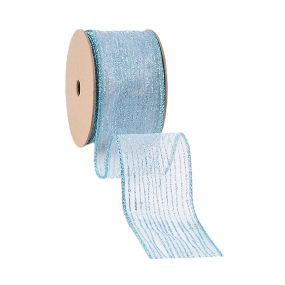 LaRibbons 2 1/2" Wired Ribbon, Baby Blue Giltter, 10 Yard Roll