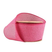 LaRibbons 2 1/2" Wired Ribbon | Bright Pink Linen