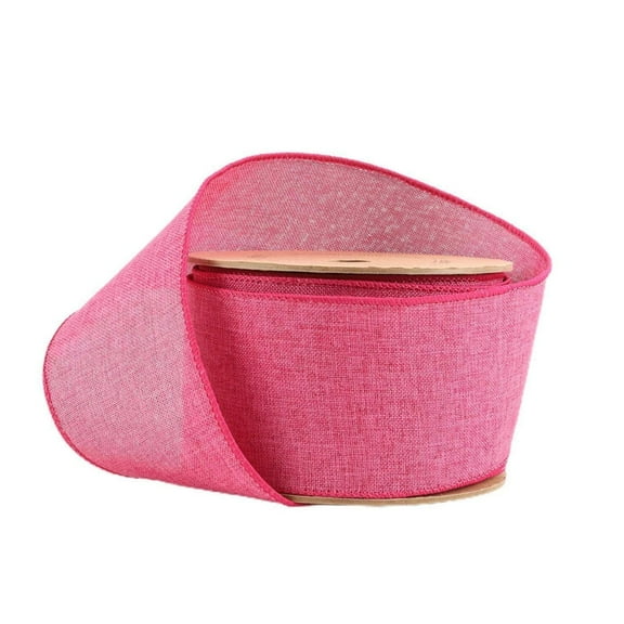 LaRibbons 2 1/2" Wired Ribbon | Bright Pink Linen