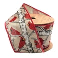 thumbnail image 1 of LaRibbons 2 1/2" Wired Ribbon | "Cardinal" Natural/Red Multi | 10 Yard Roll, 1 of 6