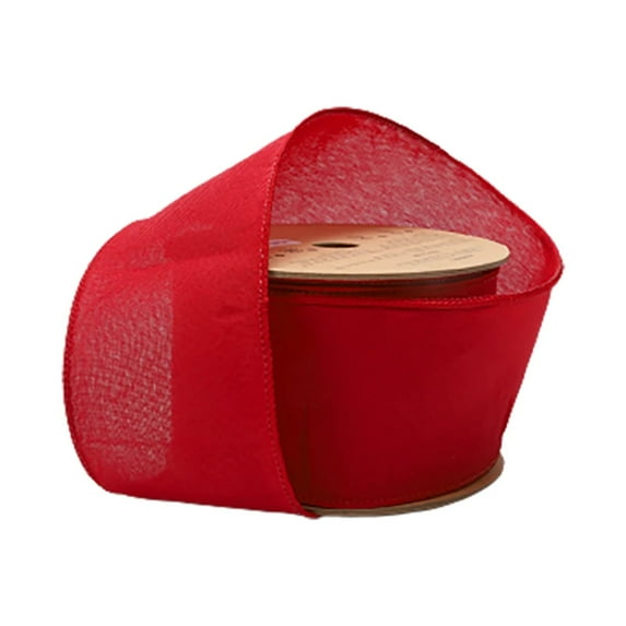 LaRibbons 2 1/2" Wired Ribbon | Dark Red Linen