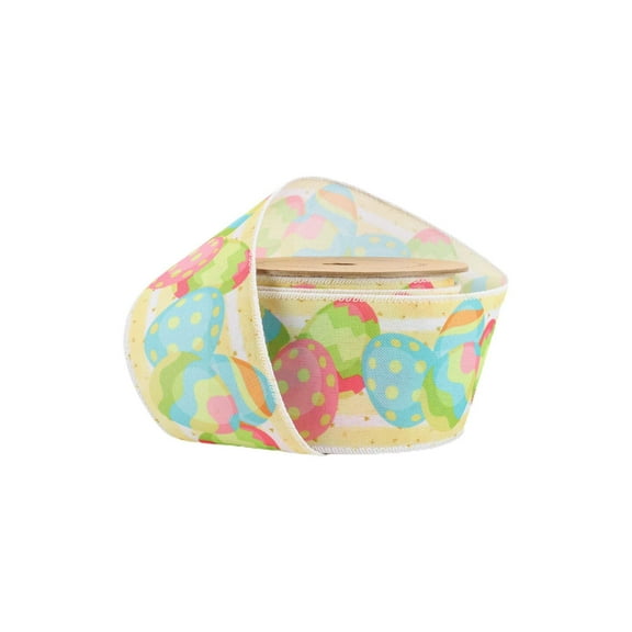 LaRibbons 2 1/2" Wired Ribbon | Decorated Eggs | 10 Yard Roll