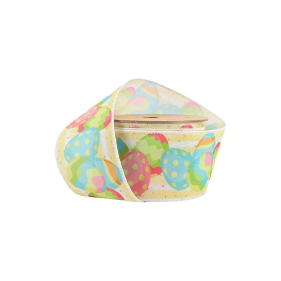 LaRibbons 2 1/2" Wired Ribbon | Decorated Eggs | 10 Yard Roll