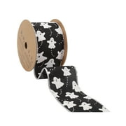 LaRibbons 2 1/2" Wired Ribbon, "Ghosts" Black/White, 10 Yard Roll