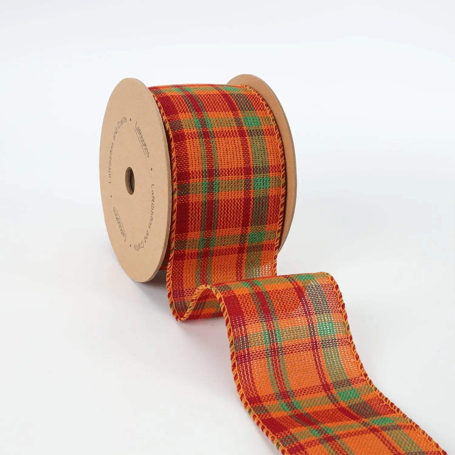 LaRibbons 2 1/2" Wired Ribbon, "Harvest Plaid" Rust/Multi, 10 Yard Roll