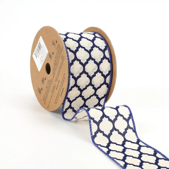 LaRibbons 2 1/2" Wired Ribbon | "Lattice" Natural | 10 Yard Roll