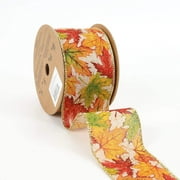 LaRibbons 2 1/2" Wired Ribbon | "Maple Leaf" Natural/Multi | 10 Yard Roll