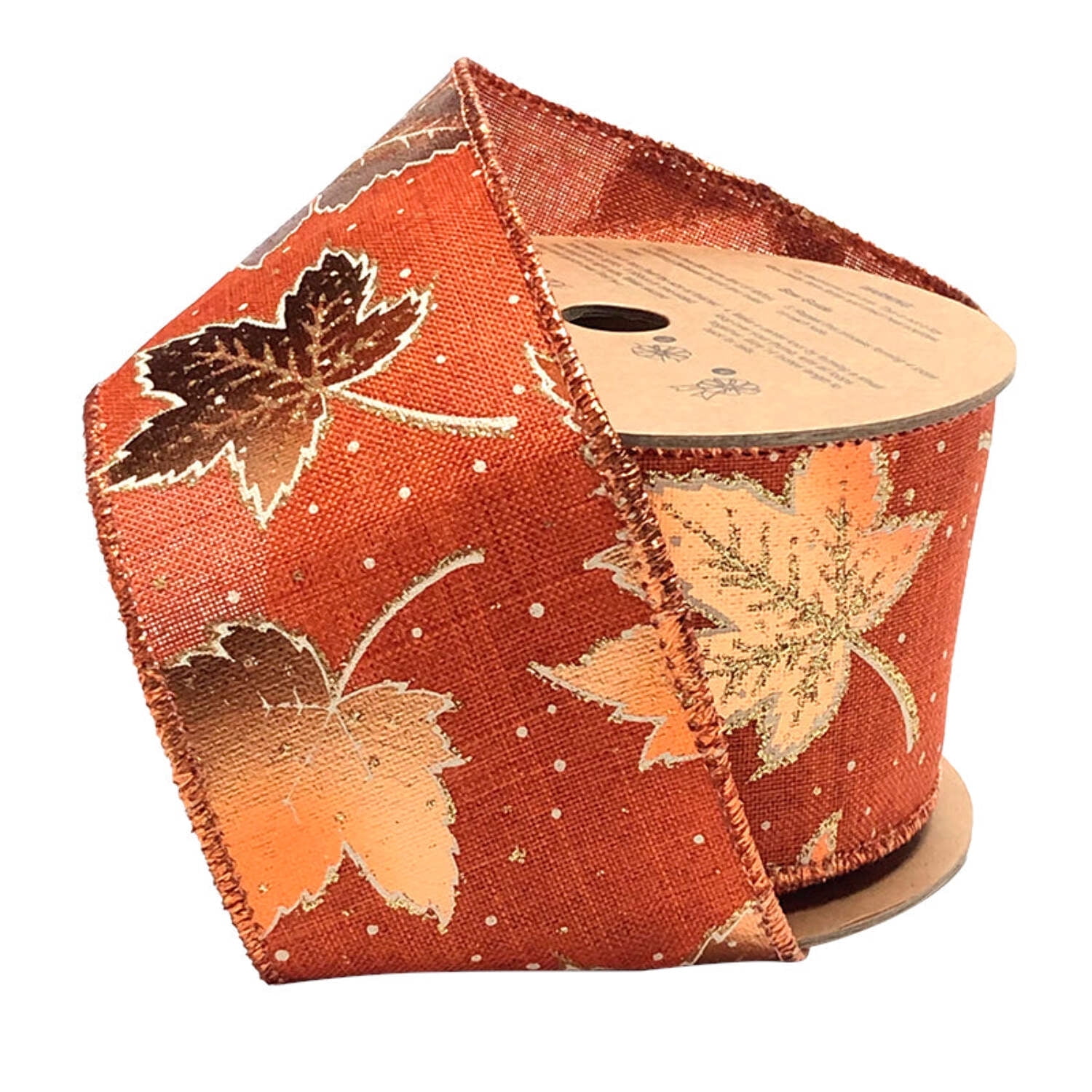 LaRibbons 2 1/2" Wired Ribbon | "Metallic Leaf" Rust/Copper/Gold | 10 Yard Roll