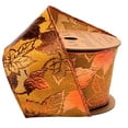 thumbnail image 1 of LaRibbons 2 1/2" Wired Ribbon | "Metallic Maple Leaf" Marigold/Copper | 10 Yard Roll, 1 of 5