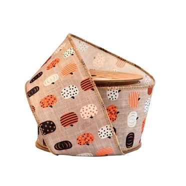 LaRibbons 2 1/2" Wired Ribbon | "Multi Pumpkin" Natural/Brown Multi | 10 Yard Roll