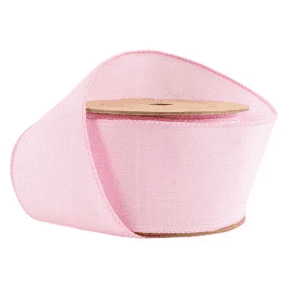 LaRibbons 2 1/2" Wired Ribbon | Pale Pink Linen