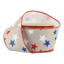 LaRibbons 2 1/2" Wired Ribbon | Red/White/Blue Stars | 10 Yard Roll