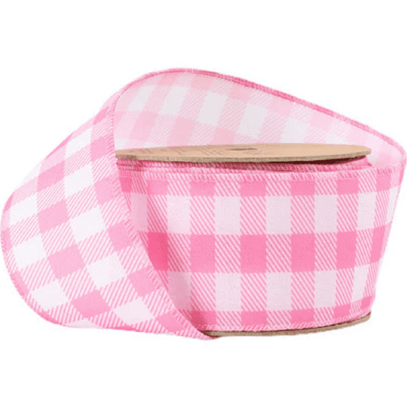 LaRibbons 2 1/2" Wired Ribbon | White/Spring Gingham | 10 Yard Roll | 4 Color Options