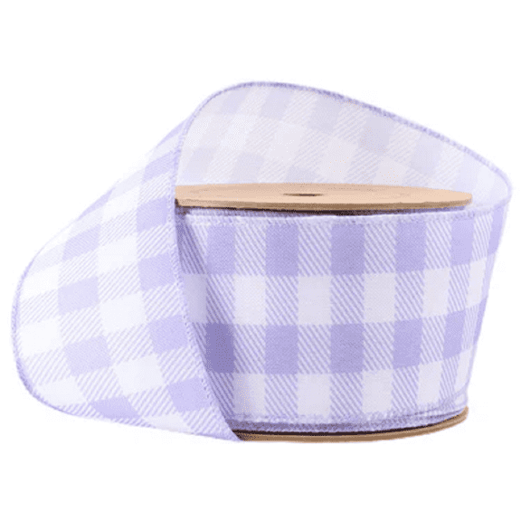LaRibbons 2 1/2" Wired Ribbon | White/Spring Gingham | 10 Yard Roll | 4 Color Options