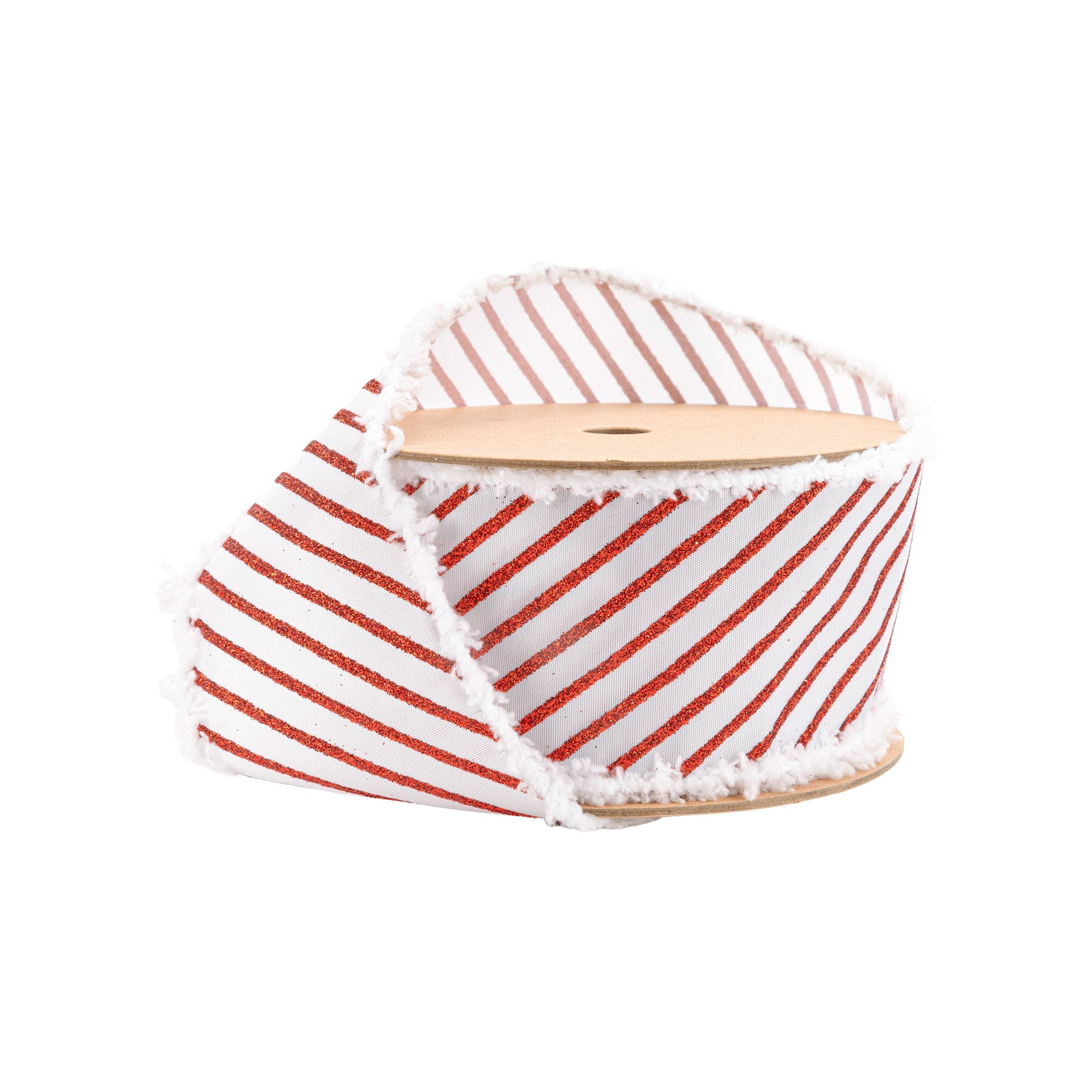 LaRibbons 2 1/2" Wired Satin Ribbon, Metallic Gold Stripe and Fuzzy Edge, 10 Yard Roll
