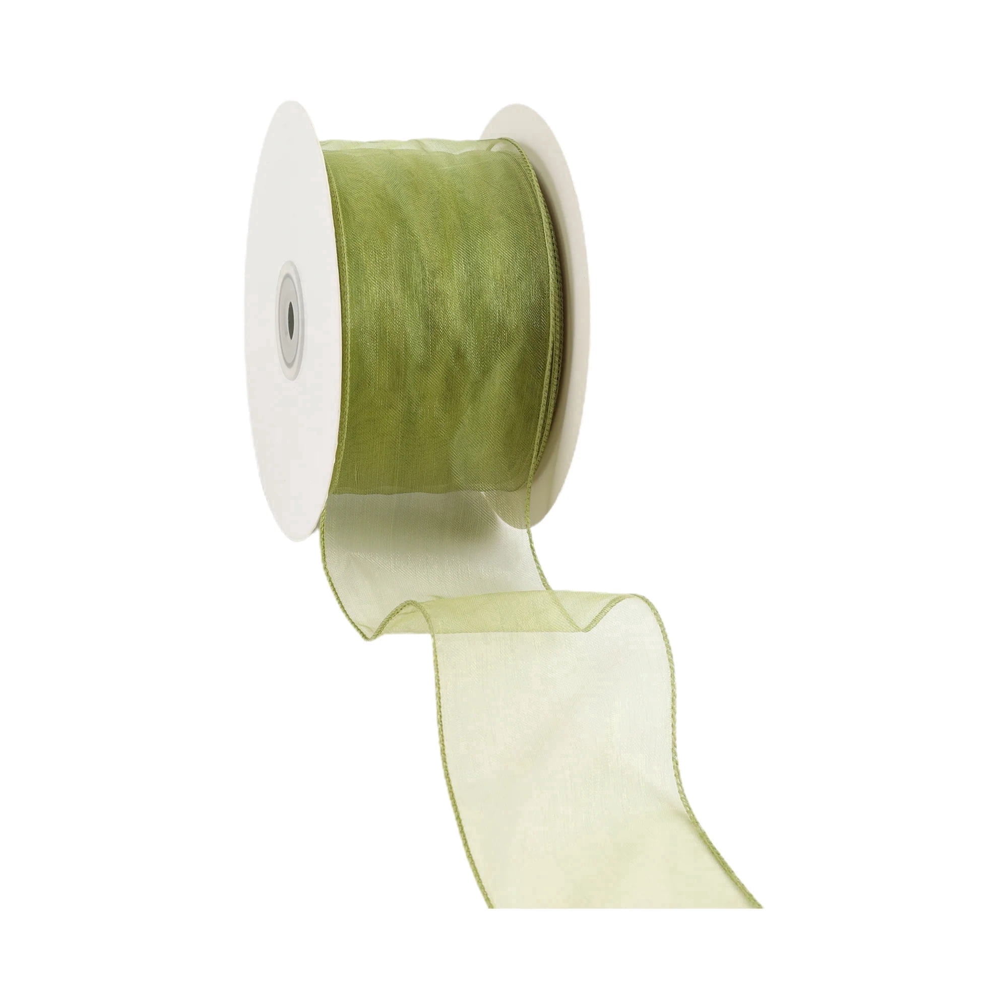 LaRibbons 2 1/2" Wired Sheer Ribbon, Apple, 50 Yard Roll