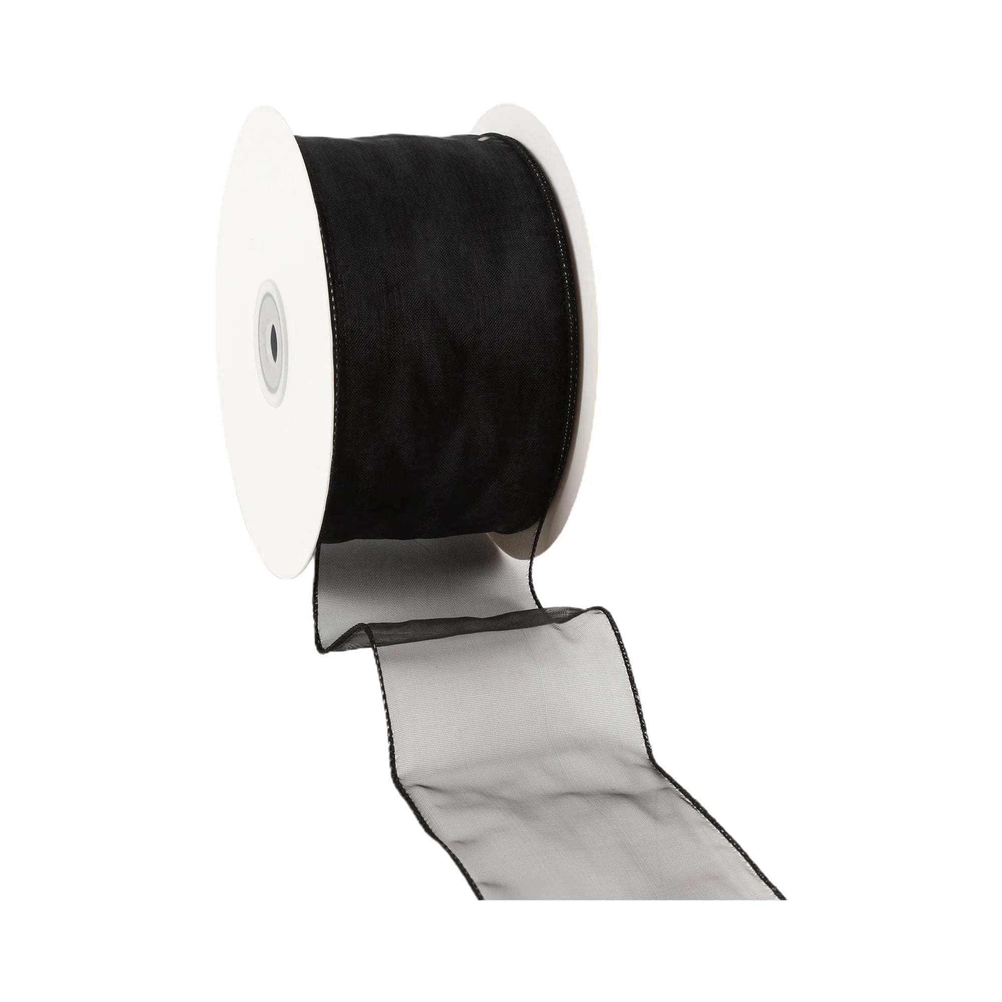 LaRibbons 2 1/2" Wired Sheer Ribbon | Black | 50 Yard Roll