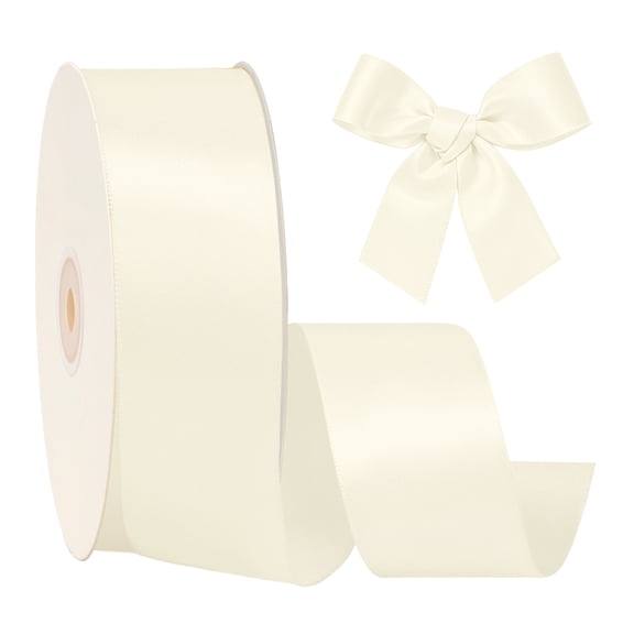 LaRibbons 2 1/4" Double Face Satin Ribbon, Ivory, 50 Yards