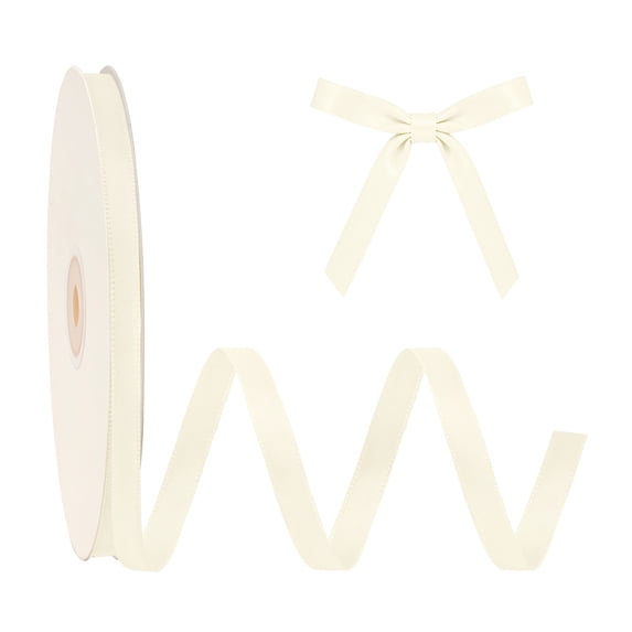 LaRibbons 3/8" Double Face Satin Ribbon, Ivory, 100 Yards