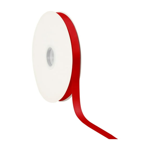 LaRibbons 3/8" Red Single Face Satin Ribbon, 100 Yard