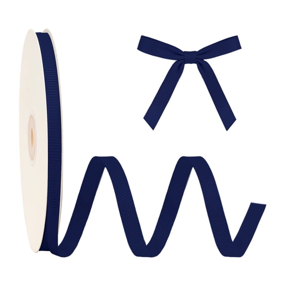 LaRibbons 3/8" Textured Grosgrain Ribbon, Navy, 100 Yard Roll