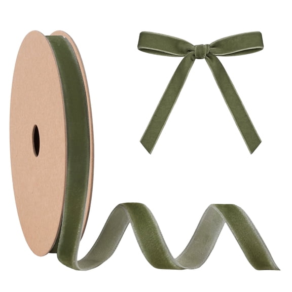 LaRibbons 3/8" Velvet Ribbon Olive, 10 Yard Roll