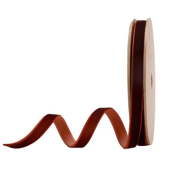 LaRibbons 3/8" Velvet Ribbon, 10 Yard Roll, Gingerbread