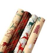 LaRibbons 30" x 10' Wrapping Paper Bundle (4-pack) | Natural Christmas