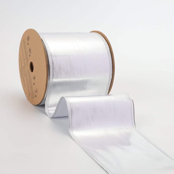 LaRibbons 4" Lurex Wired Ribbon | Silver | 10 Yard Roll