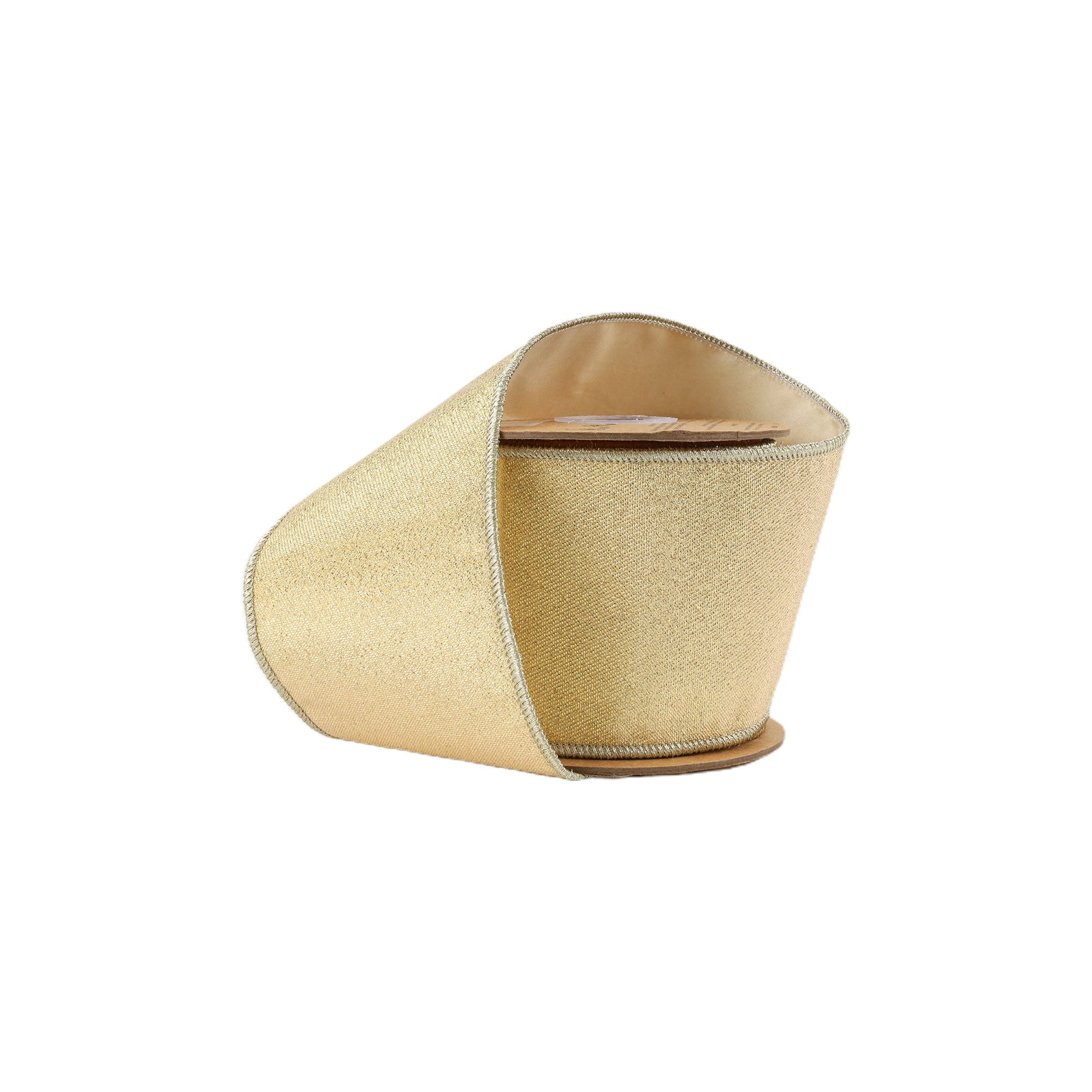 LaRibbons 4" Wired Iridescent Ribbon, Gold Metallic Double-Fused Taffeta Backing, 10 Yard Roll