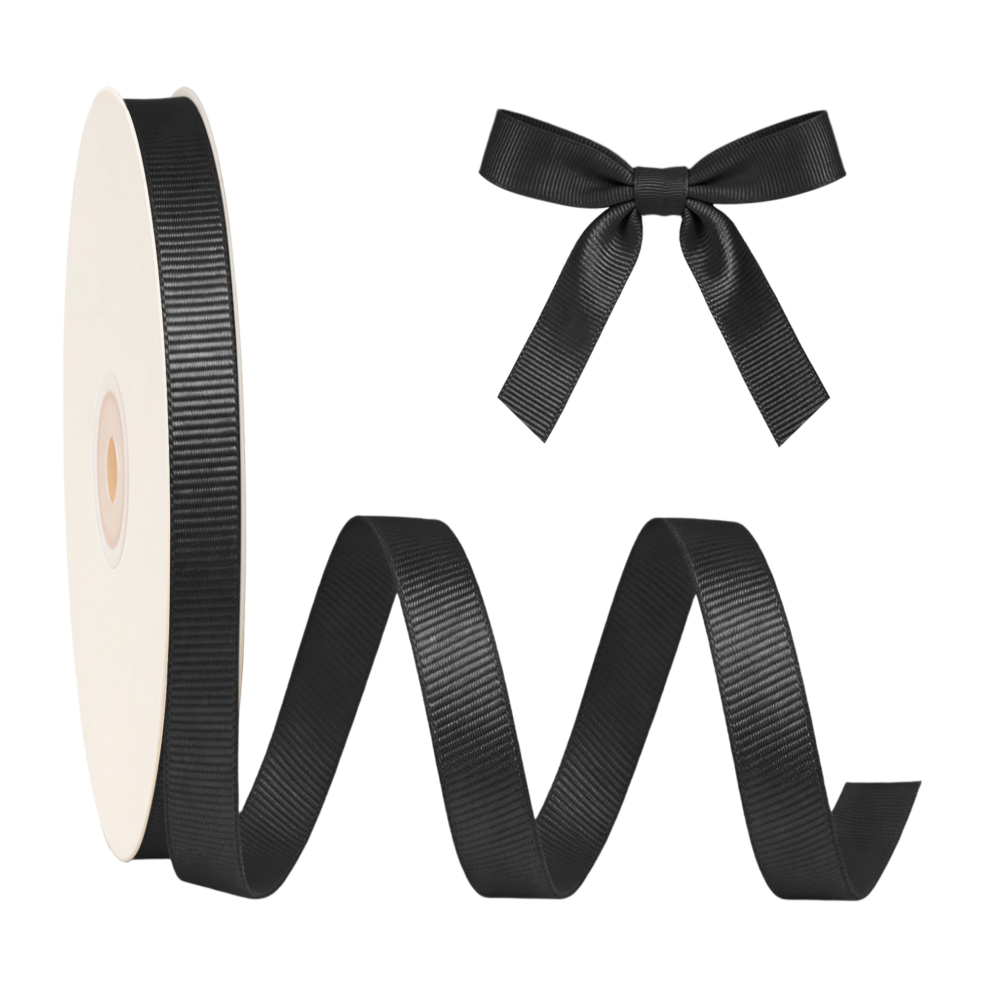 LaRibbons 5/8" Black Textured Grosgrain Ribbon, 100 Yard Roll