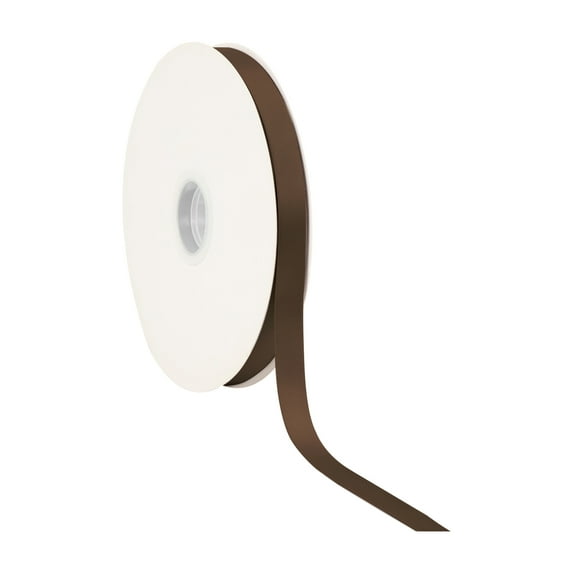 LaRibbons 5/8" Brown Double Face Satin Ribbon, 100 Yards