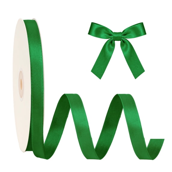 LaRibbons 5/8" Green Single Face Satin Ribbon, 100 Yard